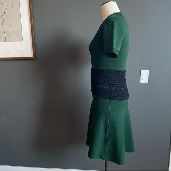 Sandro Paris Brandy Banded Waist Knit Dress – Emerald Green (Size 2 / XS) - Picture 7 of 14